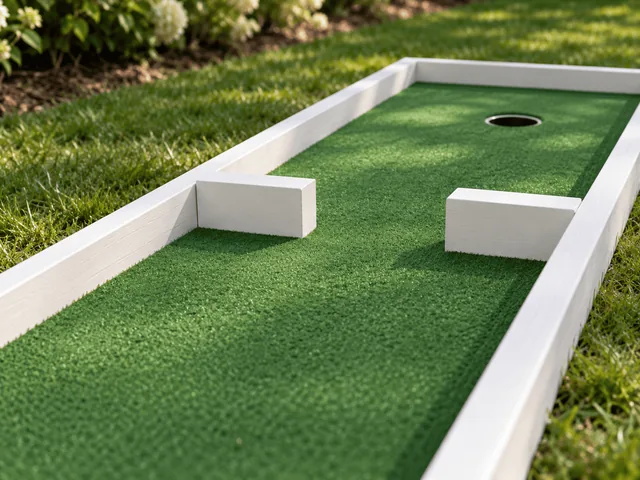 Portable mini golf hole on a lawn